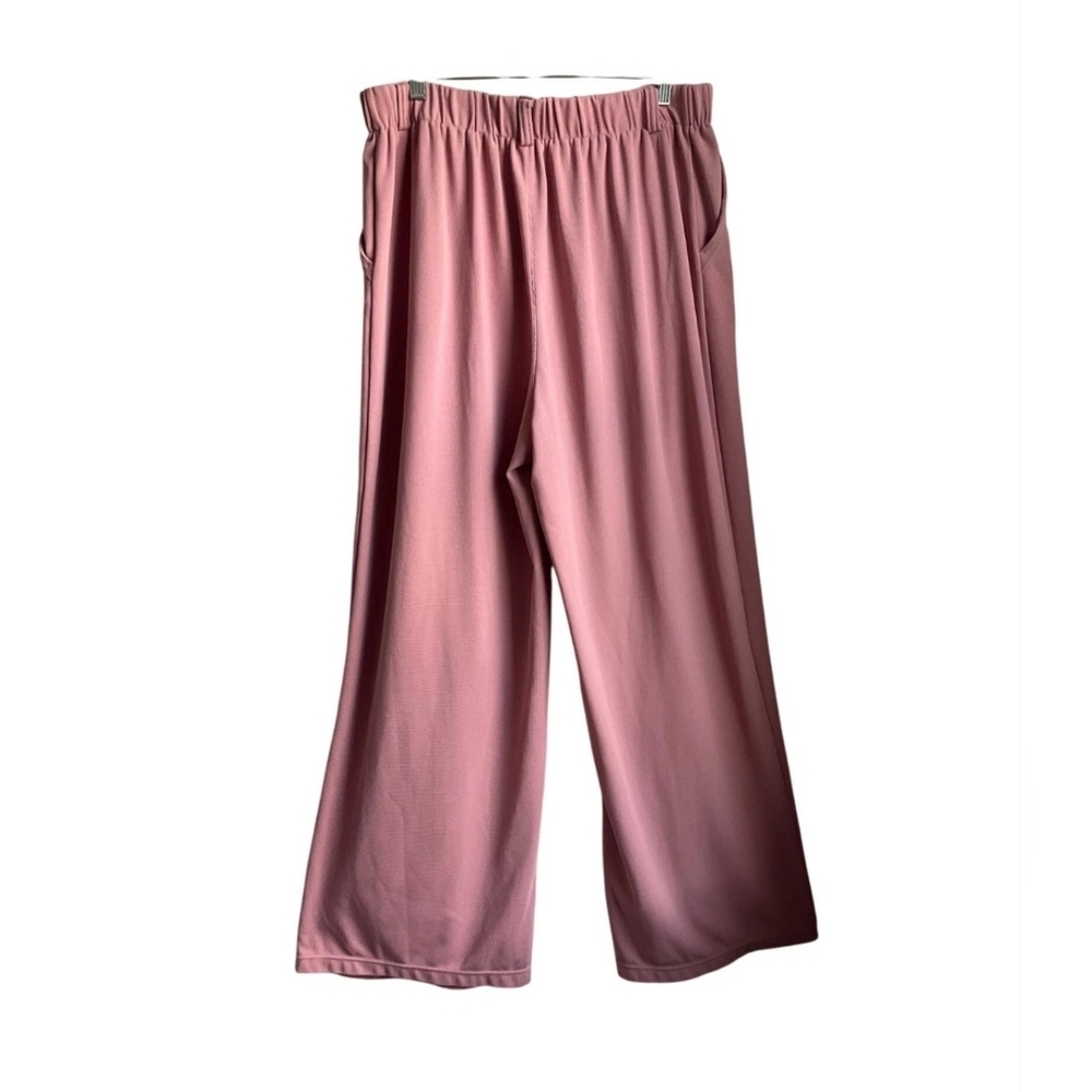 Halara  XL Tall Long Pink Wide-Leg Pleated Pull On Pants Relaxed Minimalist - Picture 2 of 12